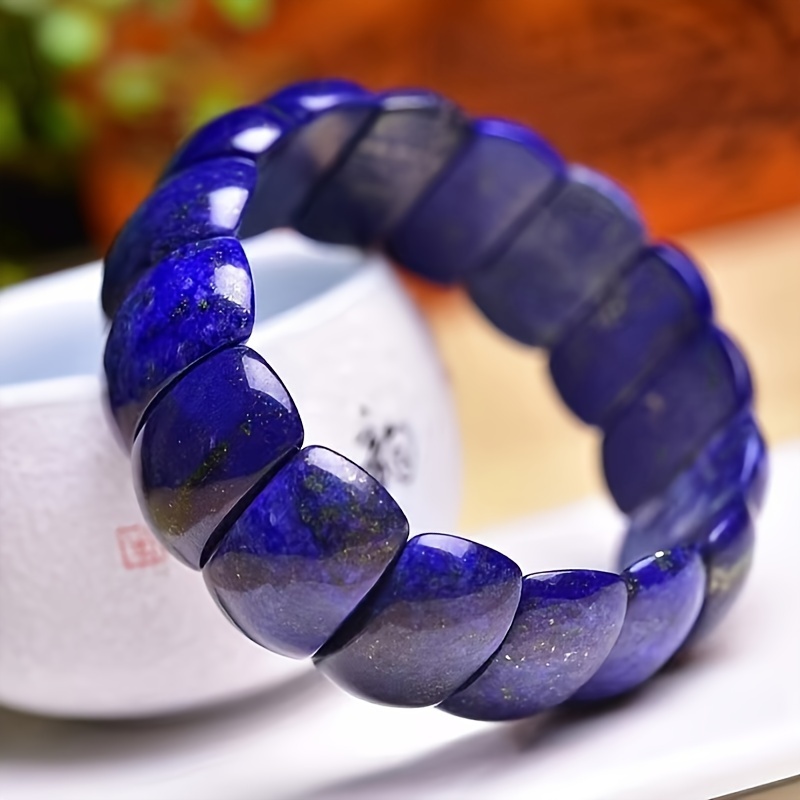 

1pc Lapis Beaded Bracelet, For Men' Ball Handmade Bracelet Fashion Casual Jewelry Gift