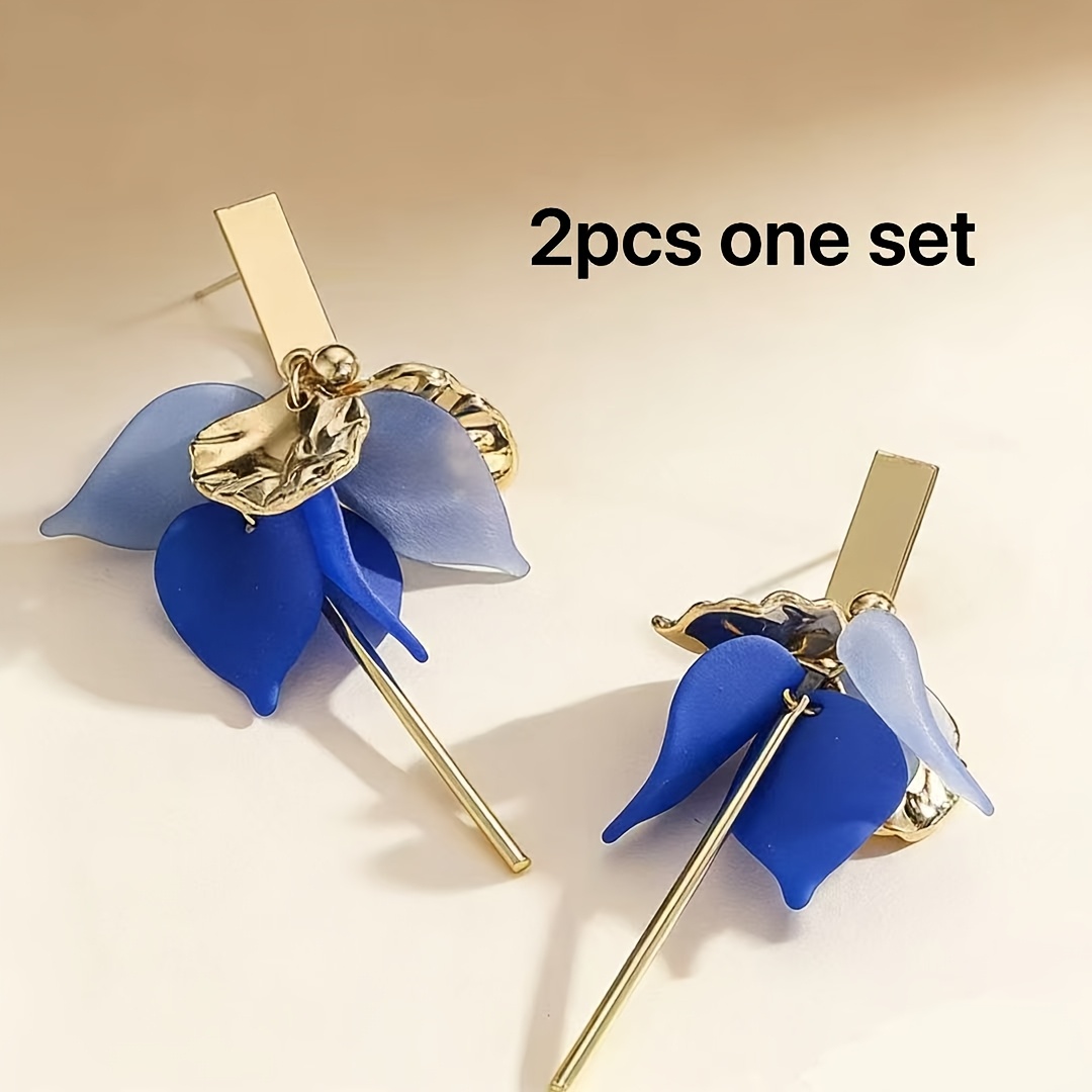 TEMU 2pcs Fashion Earrings Set, Earrings, Ins-style Vintage Resin Flower Earrings, Beach Vacation Fashion Earrings, Suitable For Everyday And Holiday