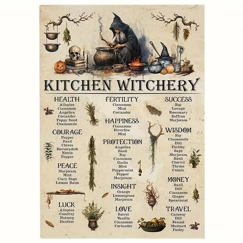 1 witchcraft metal painting art wall mounted multipurpose decorative signs with guide to health and success witchcraft kitchen decorations 8in 12in 20cm 30cm