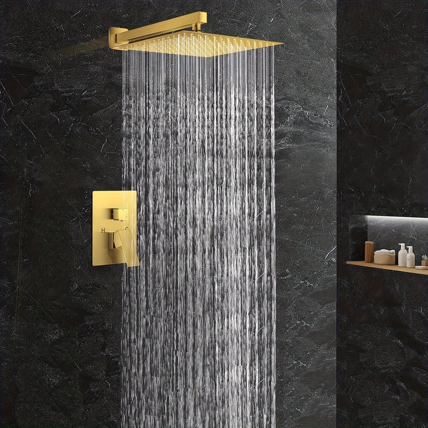 Complete Stainless Steel Shower Head Set with 16-Inch Extension Arm