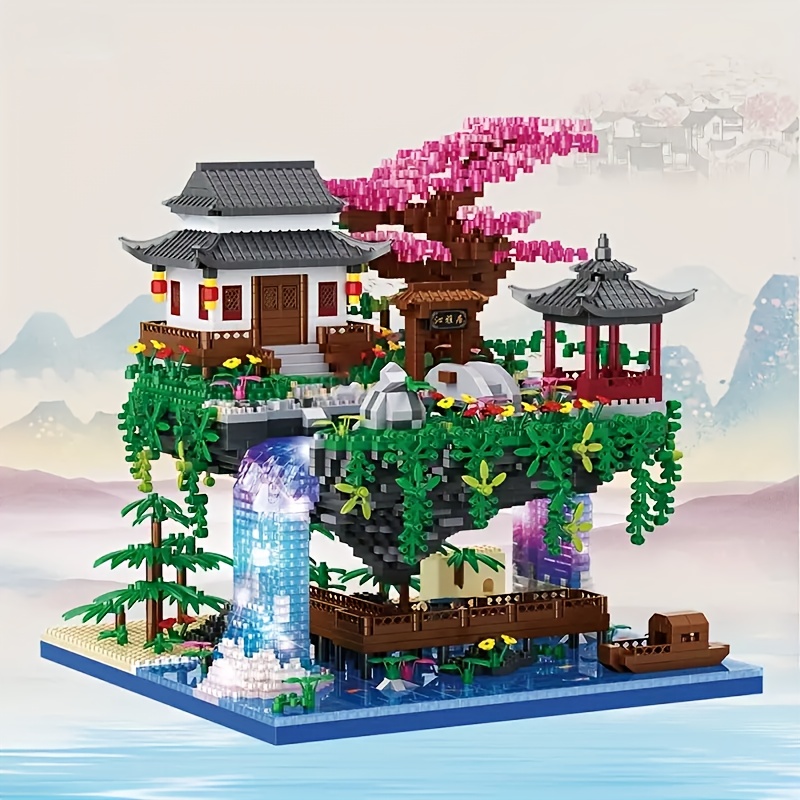Creative Peach Blossom Pond Building Blocks Set