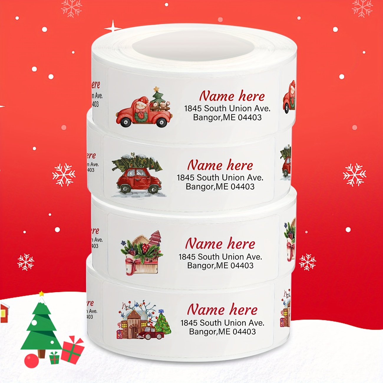 

Custom Return Address Label Roll, Christmas Personalized Address Label Stickers, Self-adhesive Labels Small Size, 2.5in X 0.75in (60 Labels Per Roll / 250 Labels Per Roll)