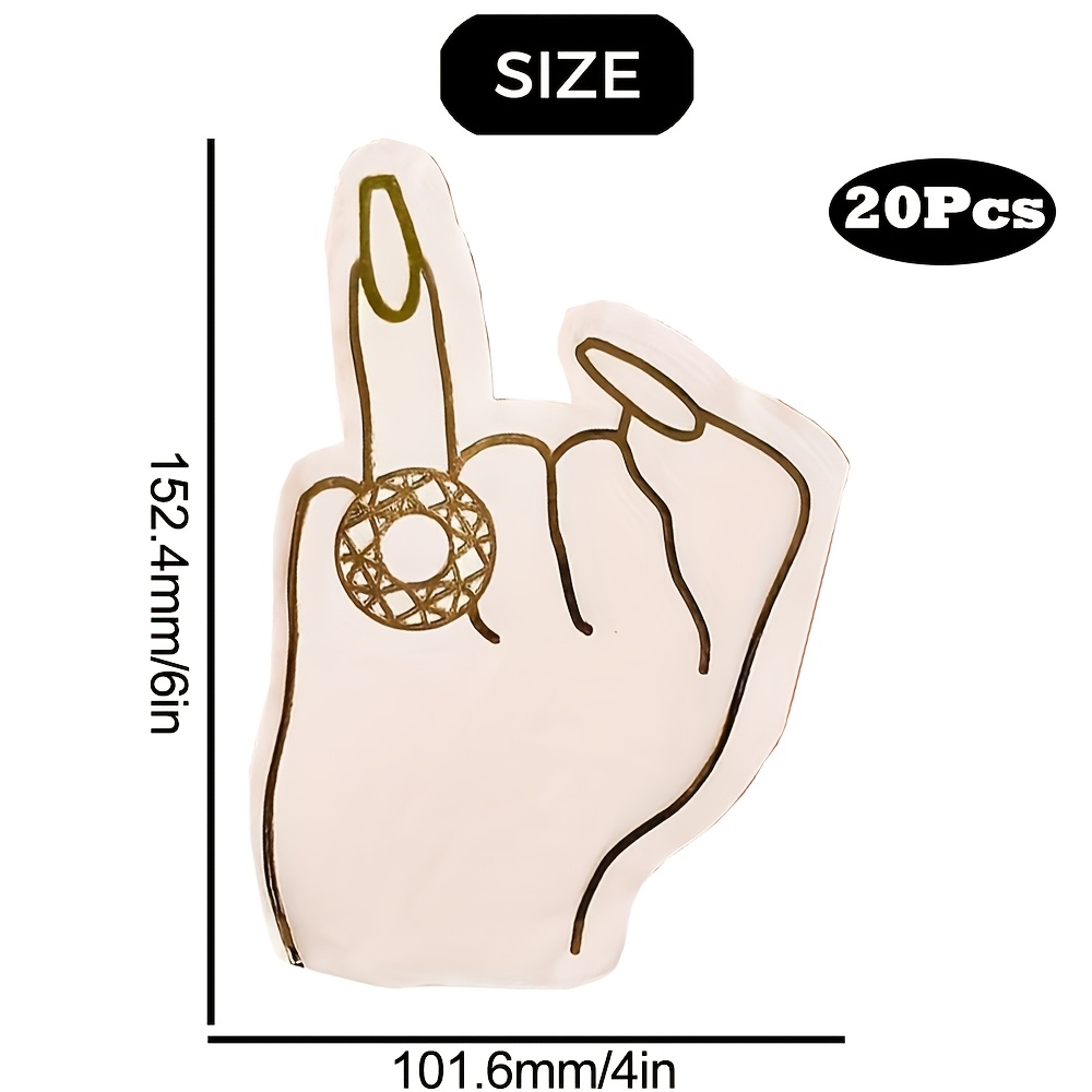 E-shop 20/40/60 Stk. Junggesellinnenabschied-Servietten, Verlobungsfeier & Quinceañera-Dekorationen – Goldene Ringfinger-Folien--Servietten, Freches