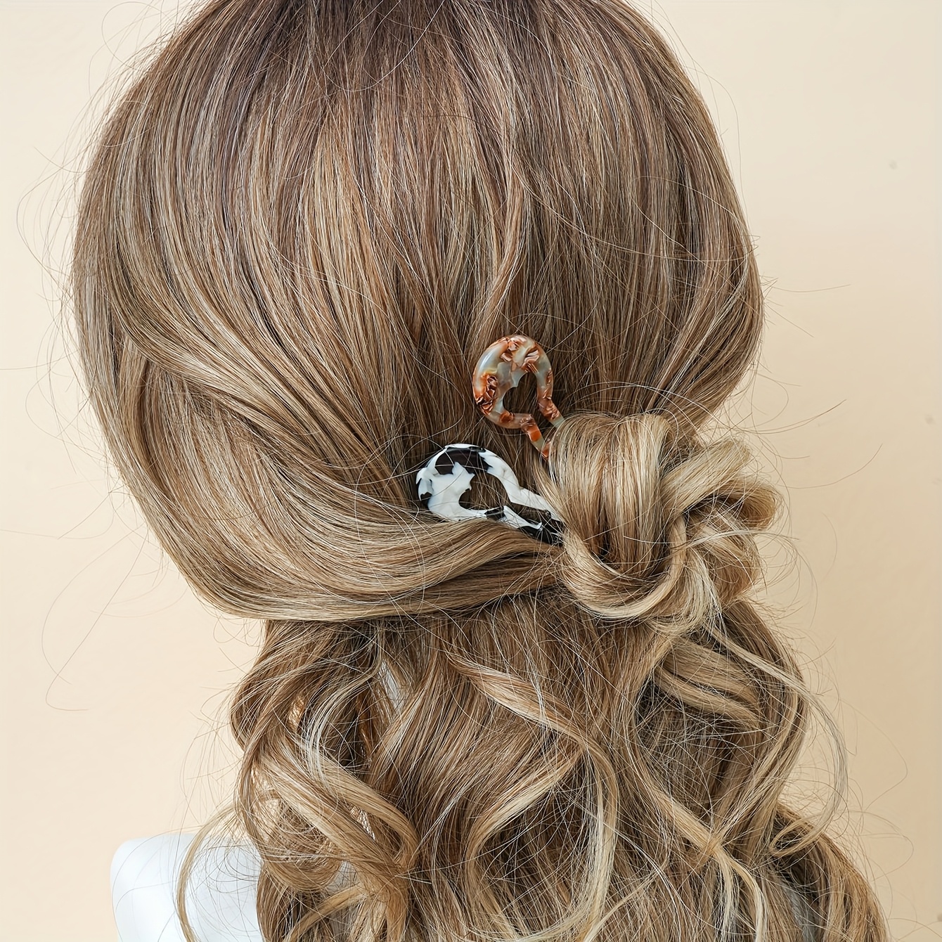 6pcs elegant resin heart shaped hairpins with     womens updos and daily use   and white patterns ideal for birthdays and special occasions stylish hair accessories floral pattern hairpins durable hairpin Product details 1