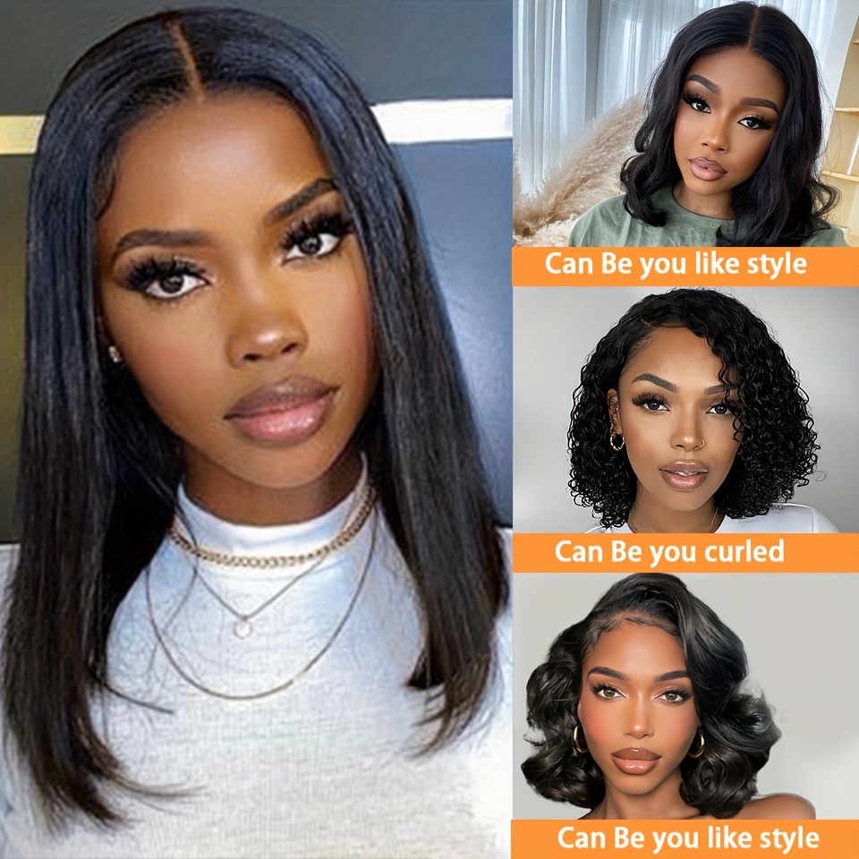 glueless human hair bob wig 4x4 hd lace closure straight short bob preplucked pre cut lace front wig for women 150 density suitable for details 7
