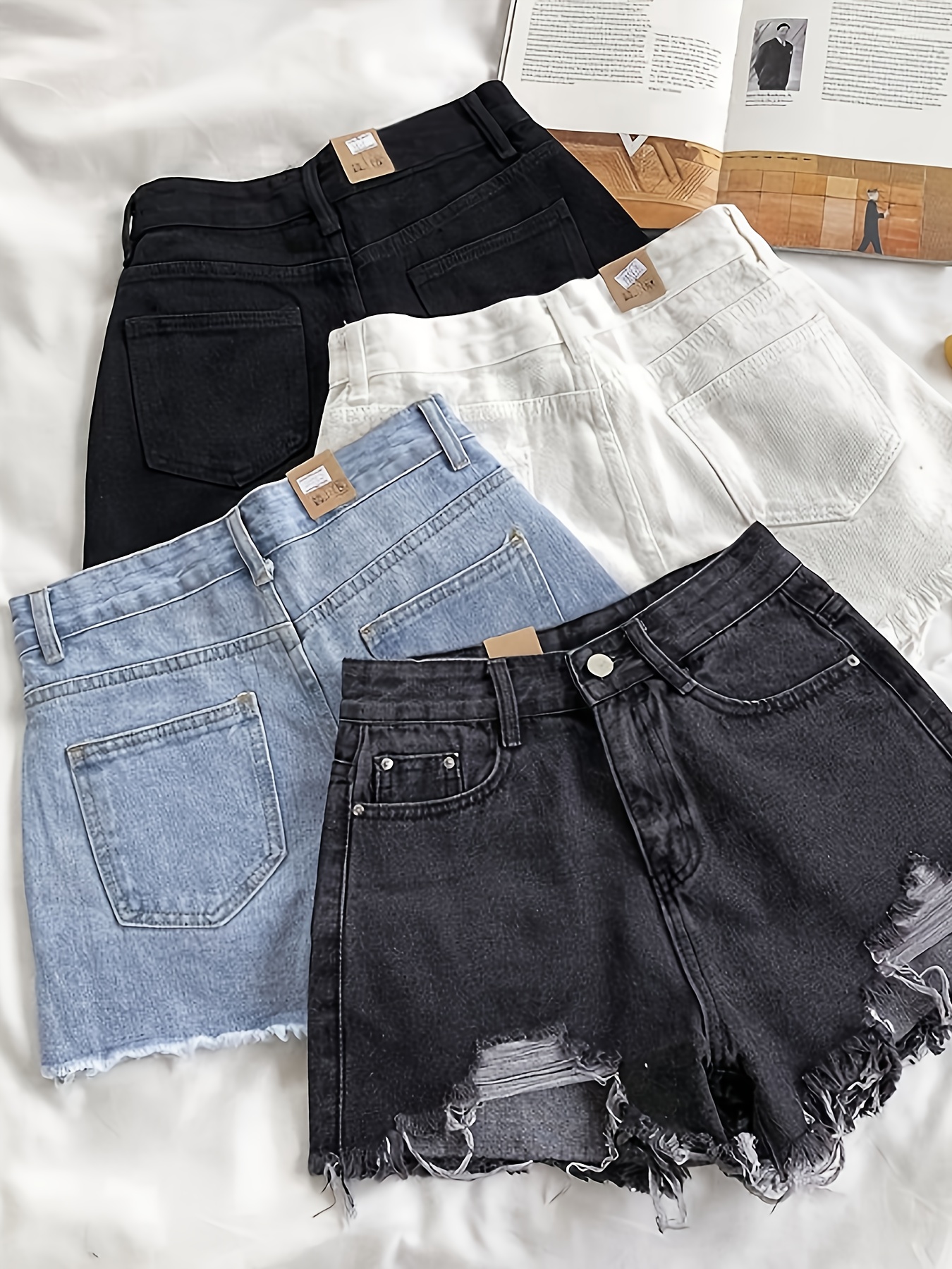 womens high waist ripped jeans shorts casual summer denim style a   with button closure machine washable non stretch fabric for spring summer outfits denim shorts
