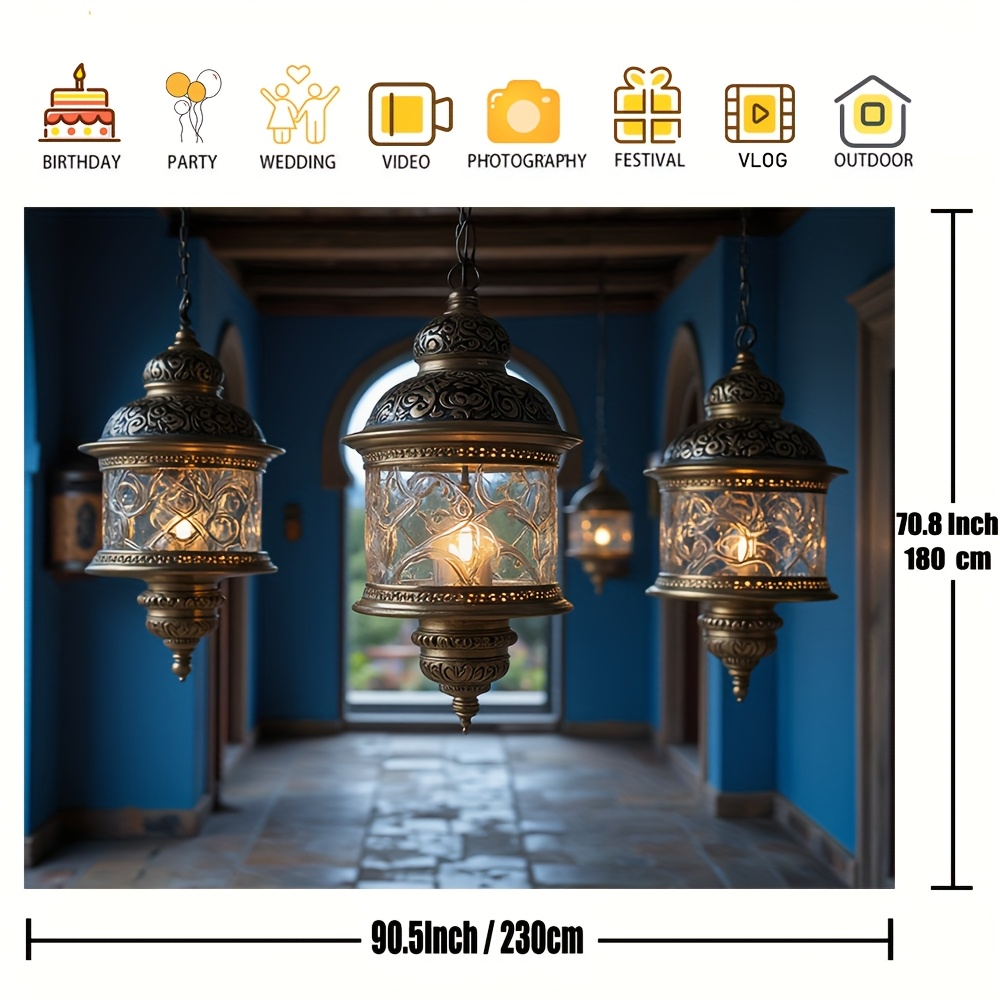 1pc elegant   chandelier multi function ramadan festival decoration polyester ideal for parties birthdays anniversaries weddings graduations bachelorette parties party lighting ornate lanterns durable polyester ramadan decorations details 2