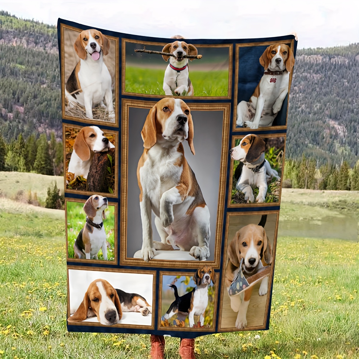 

1pc Gifts Blanket For Dog Fans Dog Creative Stitching Pattern Soft Blanket Flannel Blanket Warm And Comfortable Throw Blanket, Skin-friendly Sofa Bed Blanket