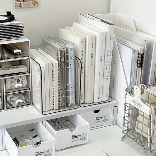 book stand desktop fixed book storage box transparent file rack acrylic desktop bookshelf office organizer