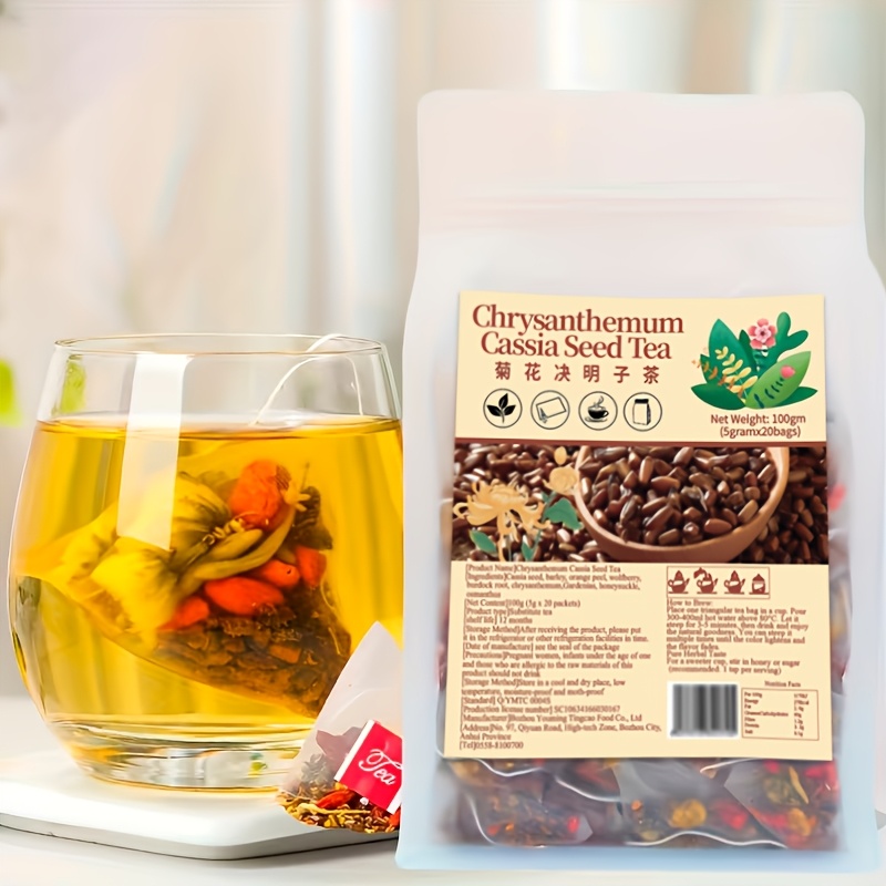 Image of Chrysanthemum Cassia Seed Tea - Individual Tea Bags, Mixed Herbal Tea 100g (5gx20p), Easy To Brew, Holiday Gift,, Mixed Tea Bags