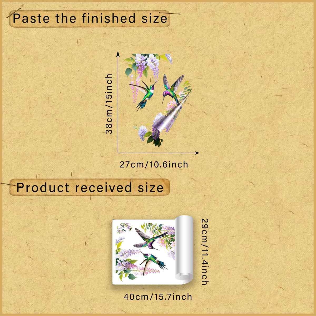 E-shop Bienen Vogel Glyzinien Blume Fenster Aufkleber, Kreativer Selbstklebender Entferner Doppelseitiger PVC Glas Aufkleber zur Verzierung und