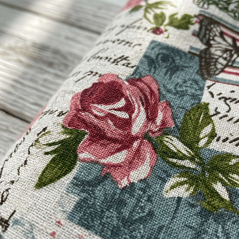 TEMU Pre-cut Retro Rose Fabric Suitable For Diy Crafts - Vintage Collage Handmade Cloth With Print, Suitable For Book Covers, Notebook Cases, Storage