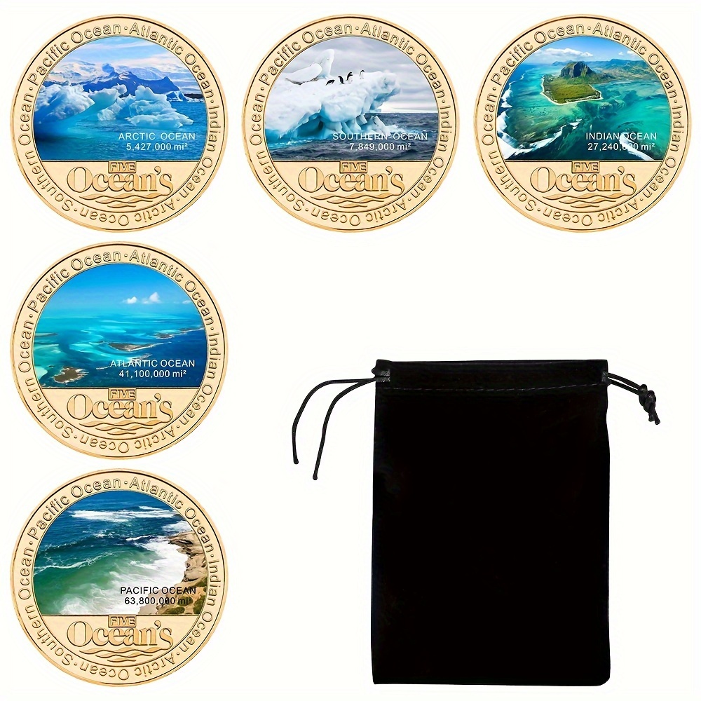 TEMU Collection Of Commemorative Challenge Representing : , Pacific, Indian, Arctic, And Antarctic - Perfect For Birthday And Christmas Gifts