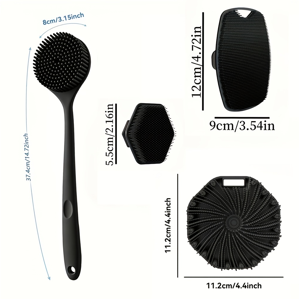 4pcs Silicone Back Scrubber And Bath Glove Set - Super Exfoliating Body Scrubber And Shower Brush Combo