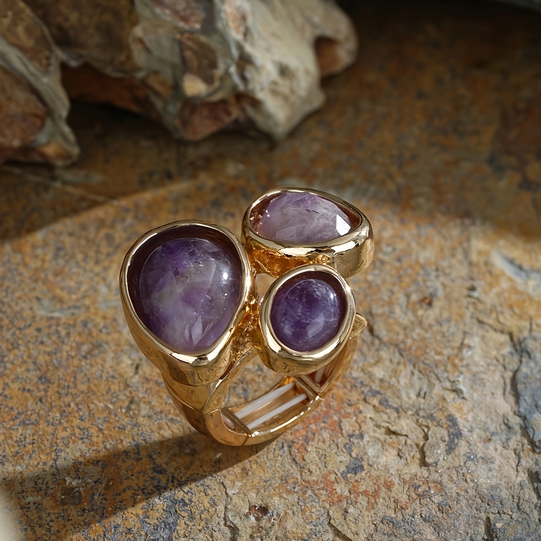 TEMU Anelli Coco Birthstone, Anello in Naturale , Anelli da Dito con Banda Regolabile Placcata Oro con , Gioielli Vintage Birthstone per Donne Regalo