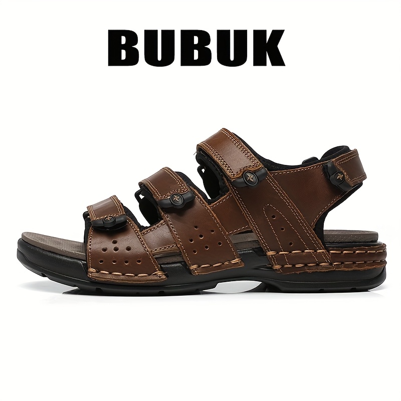 mens genuine cow leather sandals adjustable non Temu Sweden