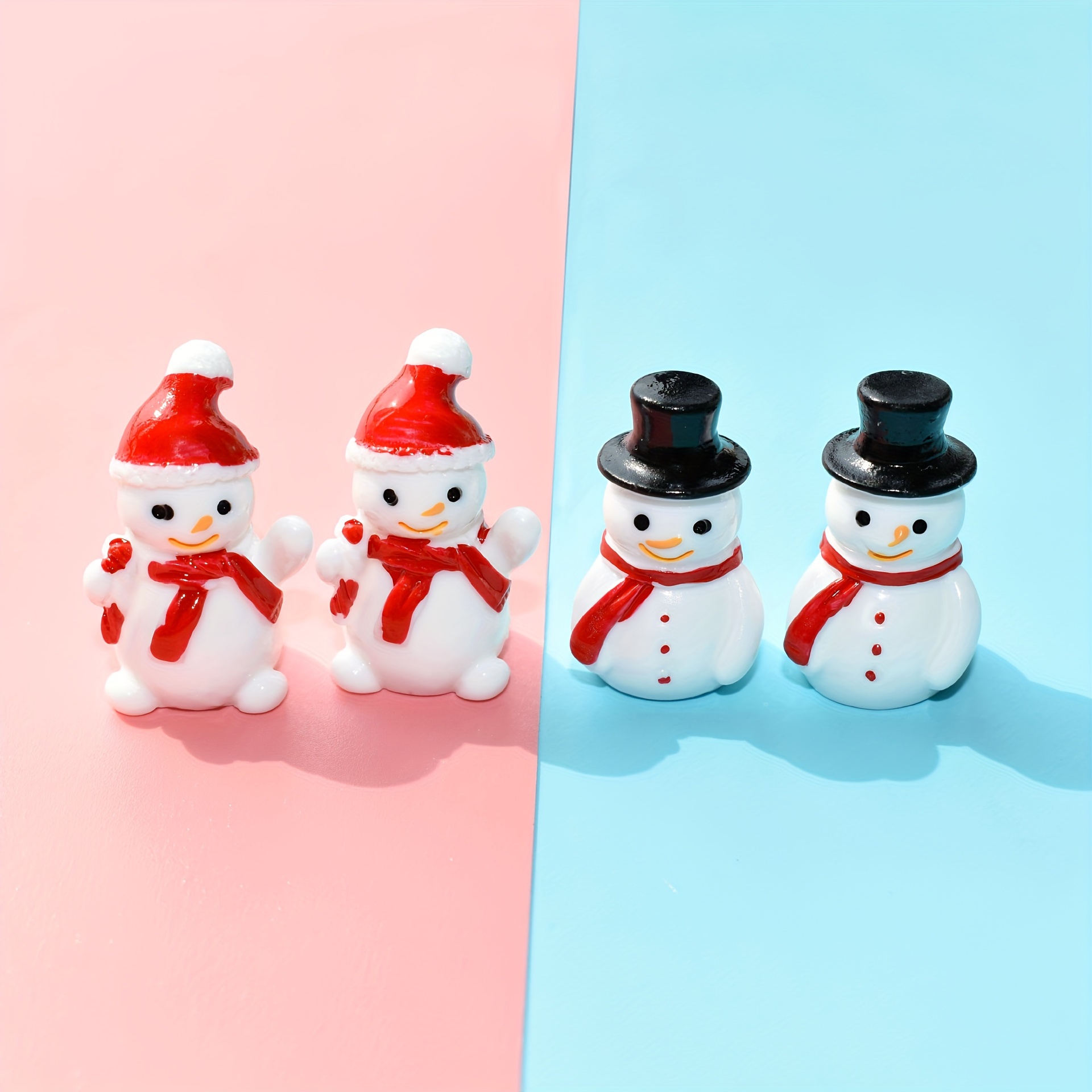 

4pcs Christmas Snowman Miniature Figurines, For , Seasonal Decor, , For Photography &