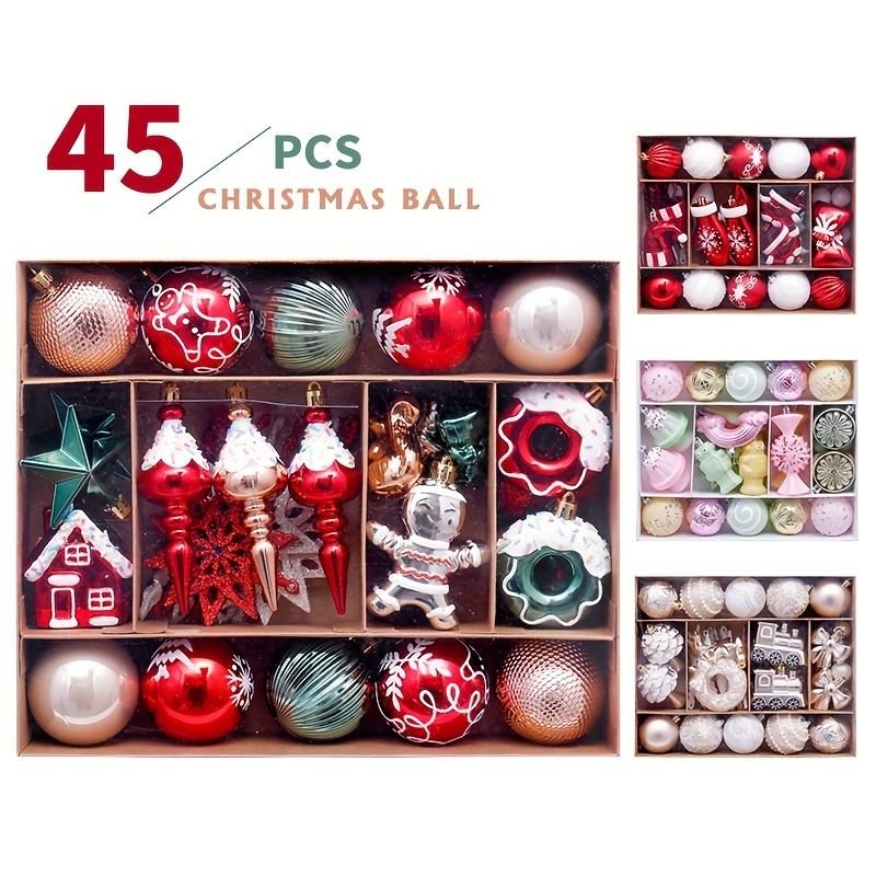 45pcs proof christmas ornaments set resistant