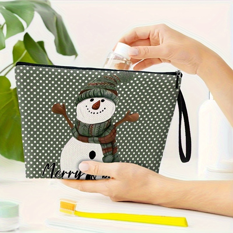 

Snowman Women's Makeup Bag - Polyester, Zippered Cosmetic For & Use, , 6.7" X 9.9