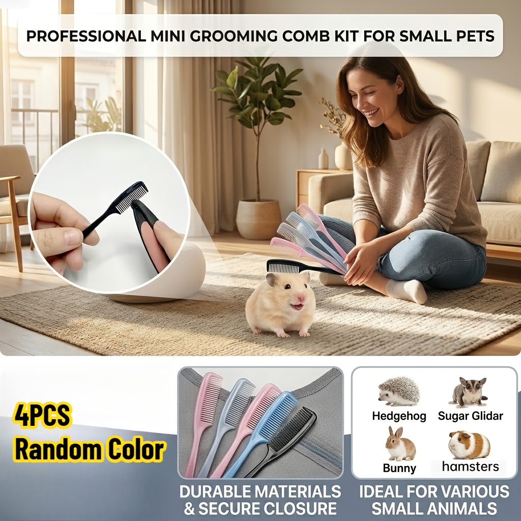 4pcs Mini Pet Grooming Comb Set for Small Animals