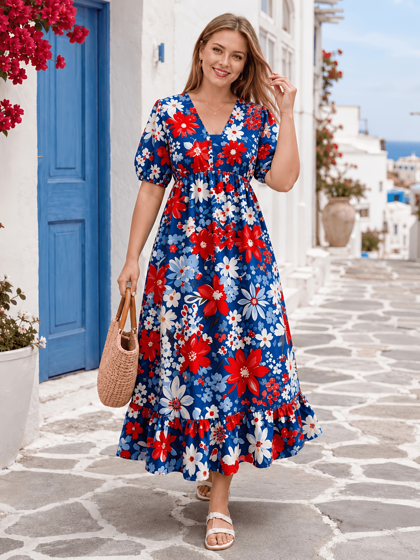 plus size red white and blue dress Final Sale Off the Shoulder BodyCon in Royal with Whit  Chic Curvy The bodice is secured with a back zipper and self tie spaghetti straps Plus-Size Women's Bandeau Beach Dress