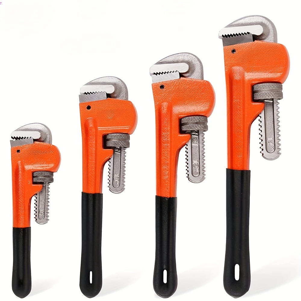 

Heavy Duty Pipe Wrench Set, Adjustable 8" 10" 12" 14" Soft Grip Plumbing Wrench Set With Storage Bag