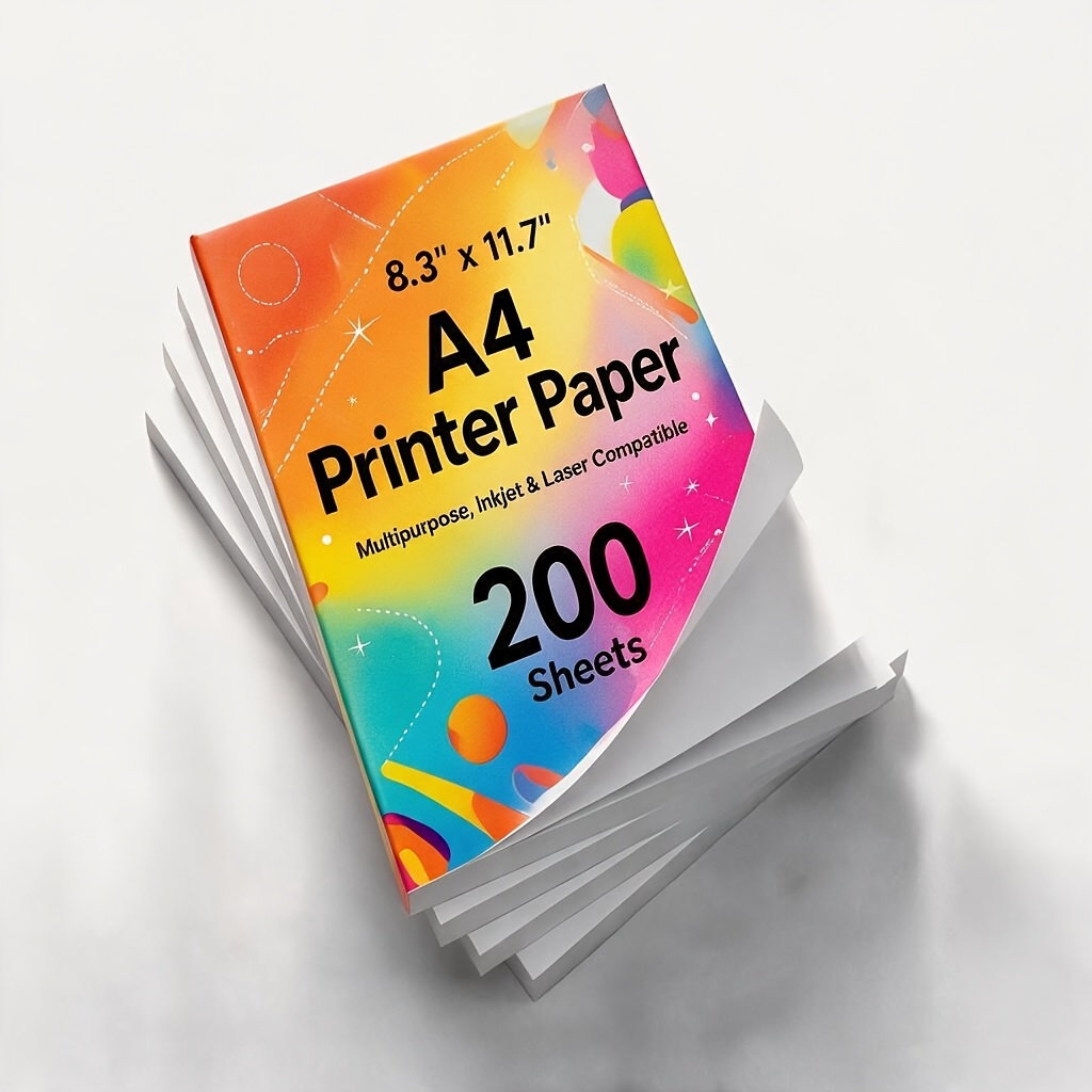 TEMU 200 Sheets A4/letter Copy & Printing Paper, 8.5 X 11 Inches, 20 Lb, 92 , Smooth Duplex Printing, Anti-jam, For Home Office, School, Everyday