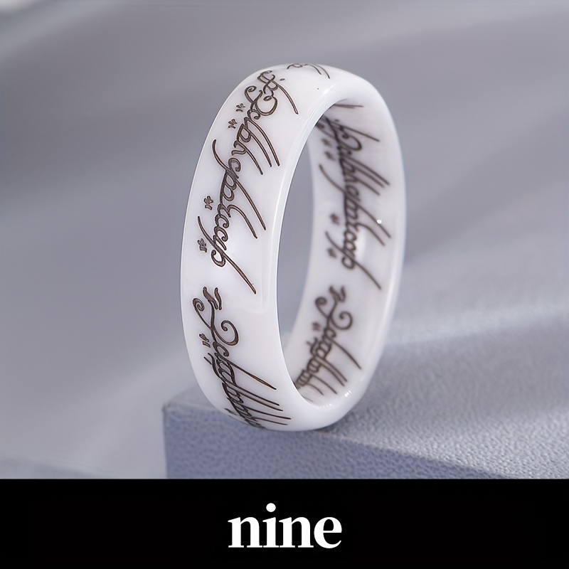 Runic Script Gothic Ceramic Men's Ring for Casual Attire