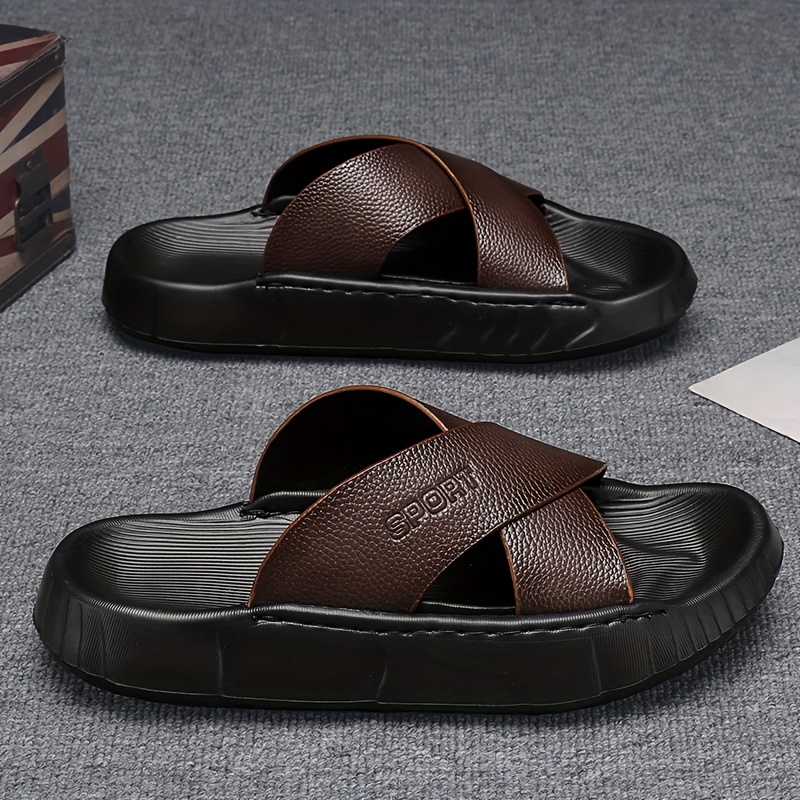 mens summer slide sandals casual thick sole beach slippers breathable comfortable eva material open toe design for outdoor daily wear and casual attire summer sandal details 1