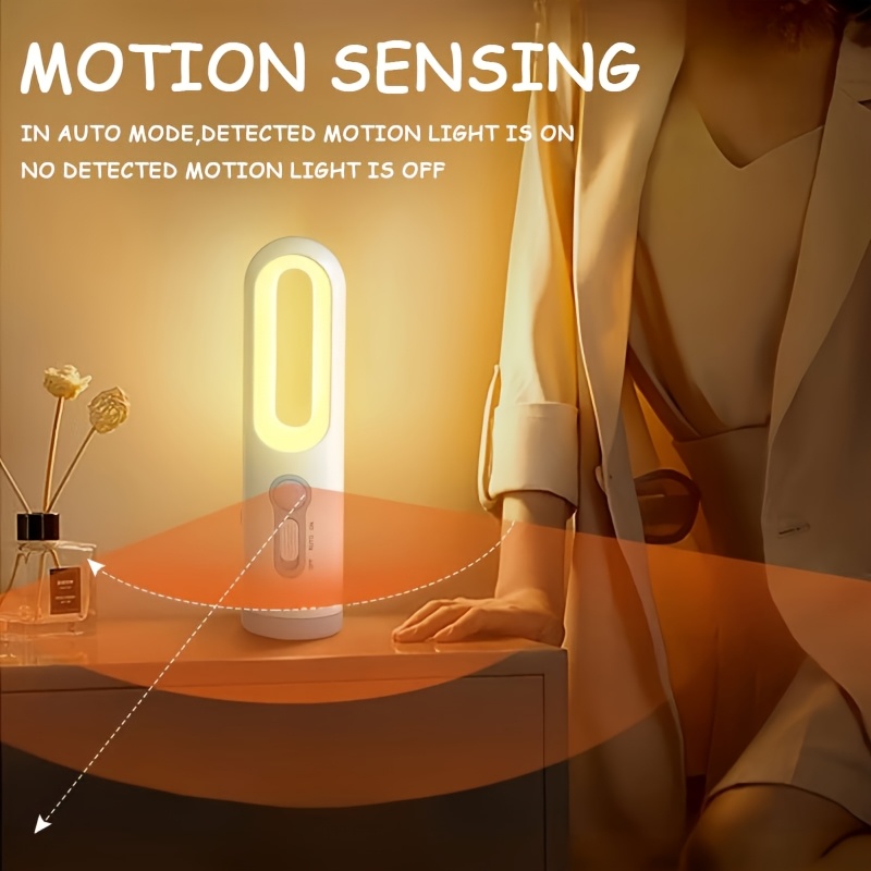 1pc     sensor night light usb rechargeable portable led flashlight with motion   yellow light for camping emergency reading hiking home use camping light rechargeable emergency lighting minimalist lamp lightweight construction   light book lovers reading lamp cozy lighting rechargeable lamp   lamp   Product details 3