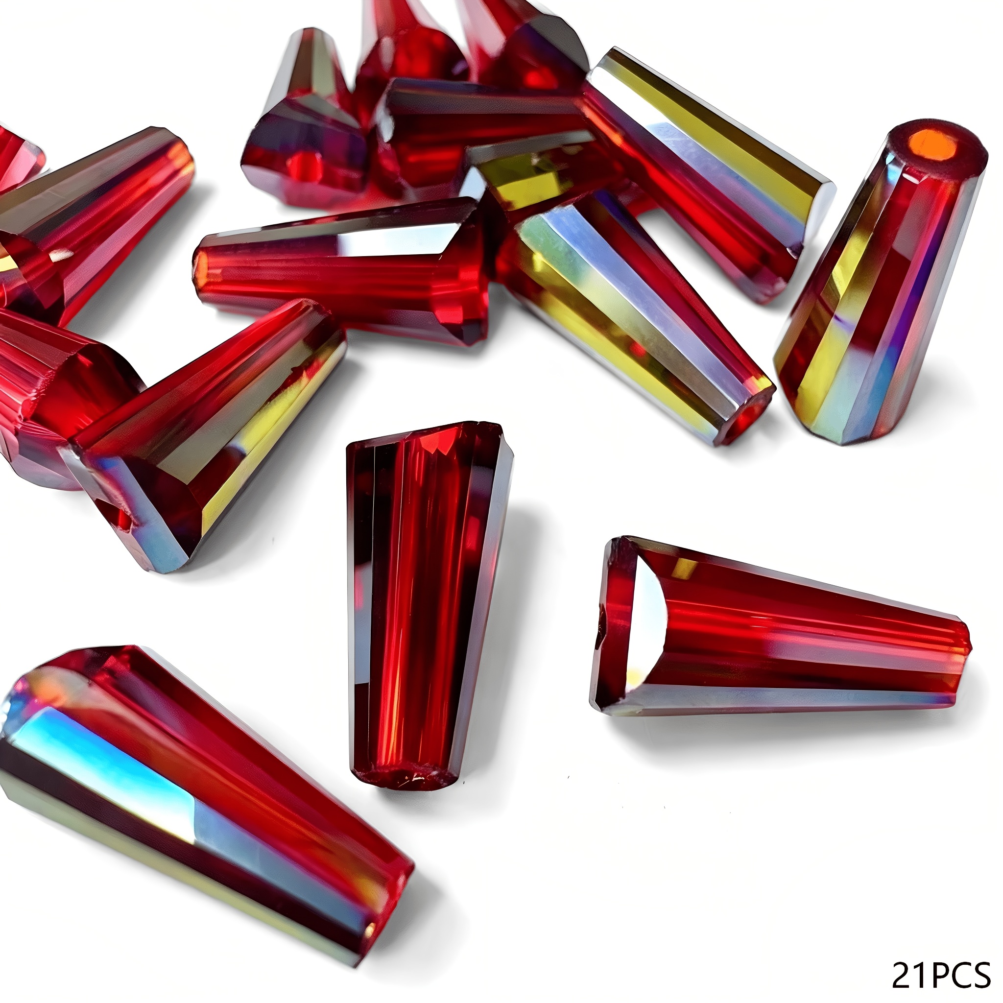 TEMU Perles décoratives de qualité supérieure, 12 mm × 6 mm × 3,5 mm, 21 pièces par paquet, bleu-/-rose-rouge-vert/violet /noir brillant/blanc, /,