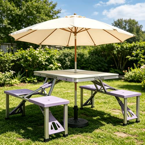 aluminum alloy plastic integrated table and chair set outdoor travel camping picnic folding table portable up promotional bbq table and chair set
