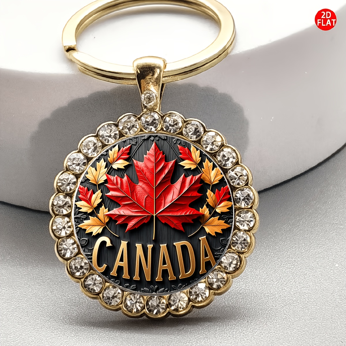 TEMU 1pc Leaf-themed Time-lapse Gemstone Keychain, Suitable For Car Keys, Backpack Charms, And For Canada Day, Thanksgiving, Christmas, And
