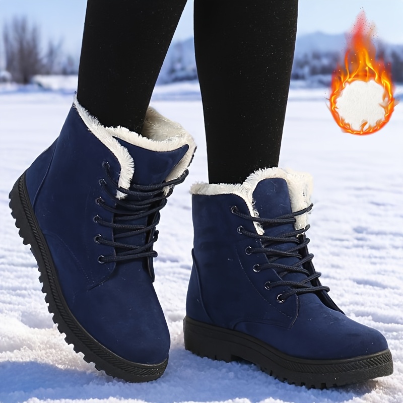 Bottes De Neige Femme CHSHOER En Cuir à Lacets - Doublure Fourrure Synthétique, Semelle Flexible | Chaussures Tendance Hiver - 7