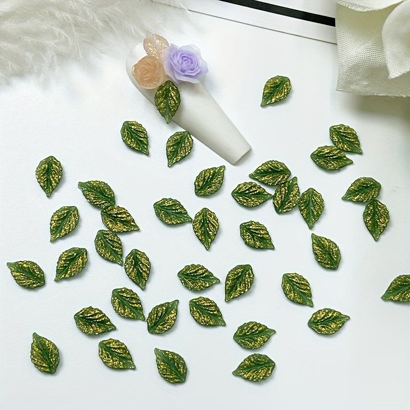 100pcs Gilded Small Leaves Nail Charms Leaves Nail Decorations Pure Desire Nail Stickers
