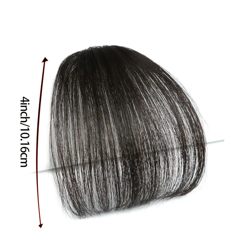 1pc unisex straight human hair air bangs clip in hair extensions heat resistant all handmade textile for women details 3