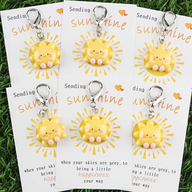 TEMU 2D-flaches, 2D 1/3/6-teiliges Set weicher niedlicher Sonne--Wind-Schlüsselanhänger, die Sonnenschein Glück übermitteln Stress abbauen. Die erste