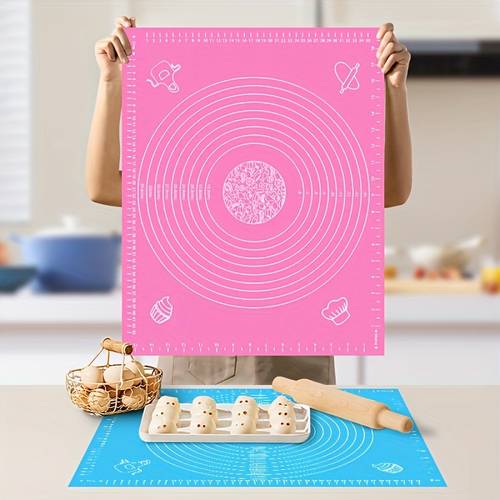 1pc non slip baking mat with scale dimensions reusable food grade eva dough rolling board suitable for kneading making bread and pastries kitchen cooking tool home kitchenware baking equipment baking additions