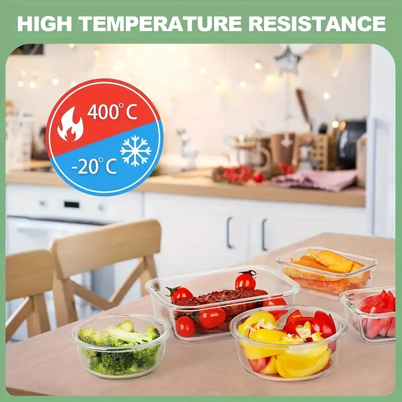 12pcs glass food storage container set with airtight seal for refrigerator reusable food storage boxes portable and stackable food sealers for meat eggs fruit and vegetables kitchen storage boxes and storage kitchen accessories Product details 3