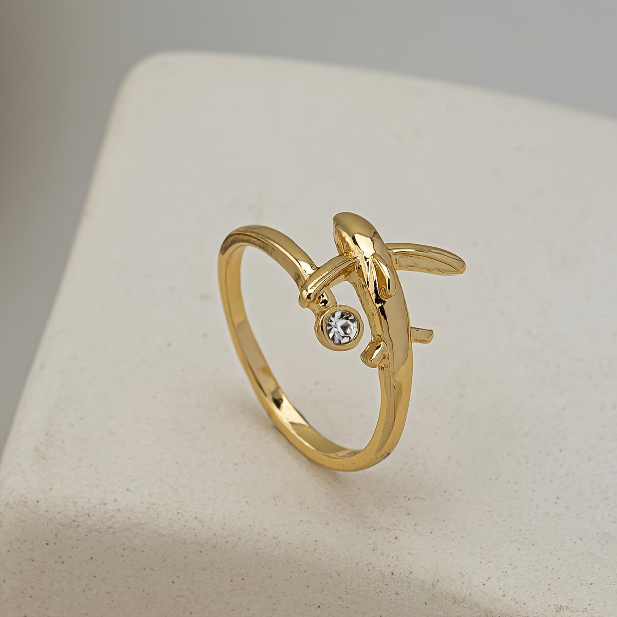 1 Unisex Minimalist Cute Casual Rhinestone Airplane Ring For Men And Women