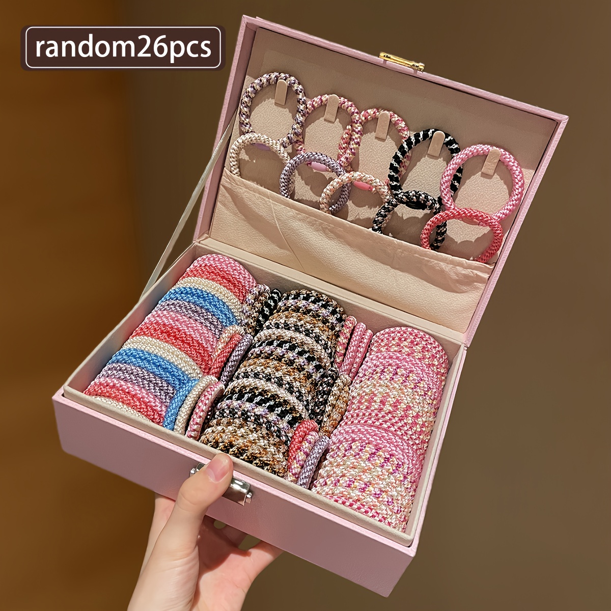 E-shop Zufällige Farbe 10/18/26 Stück Damen High-End Bunte Geflochtene Stirnband Haargummi, Geeignet für Sport und Freizeit Hoher Pferdeschwanz, Ball