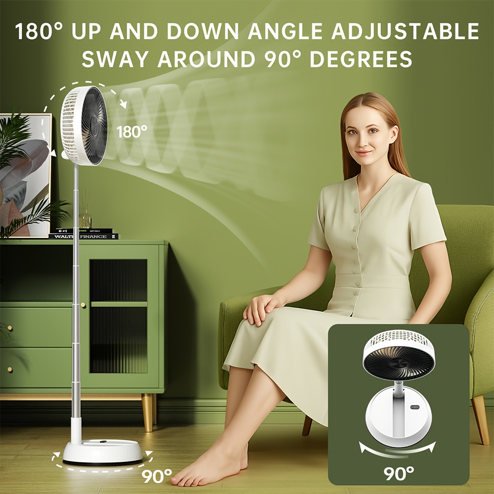 7200Mah Retractable And Rotating Table Fan, USB Charging, with Timer Function, Remote Control, Three-Speed Adjustment, Suitable for Indoor And Outdoor Use, Easy to Carry, a Must-Have for Holidays