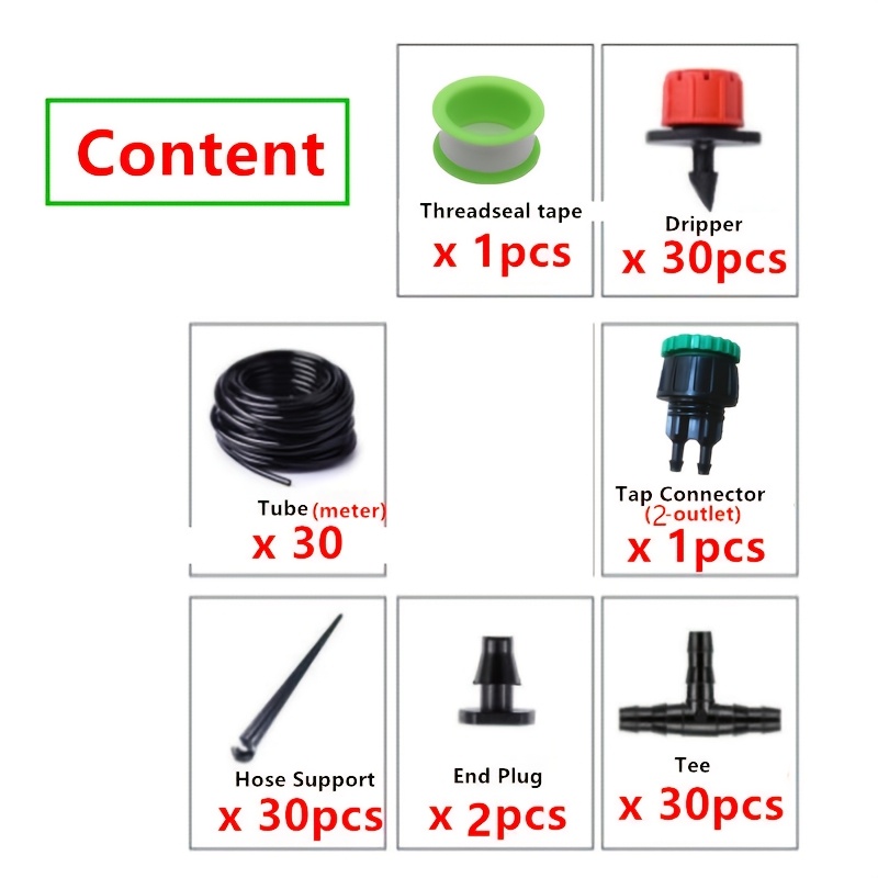 Image of 1set Drip Irrigation System With 30m Drip Irrigation Hose Garden Irrigation Water Automatic Drip Irrigation Kits For Garden Greenhouse Lawn Patio