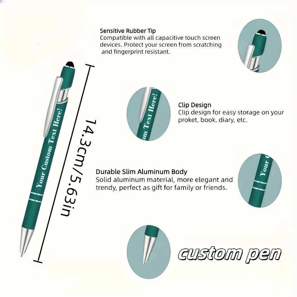Customizable Multicolored Metal Ballpoint Pens Set, Durable