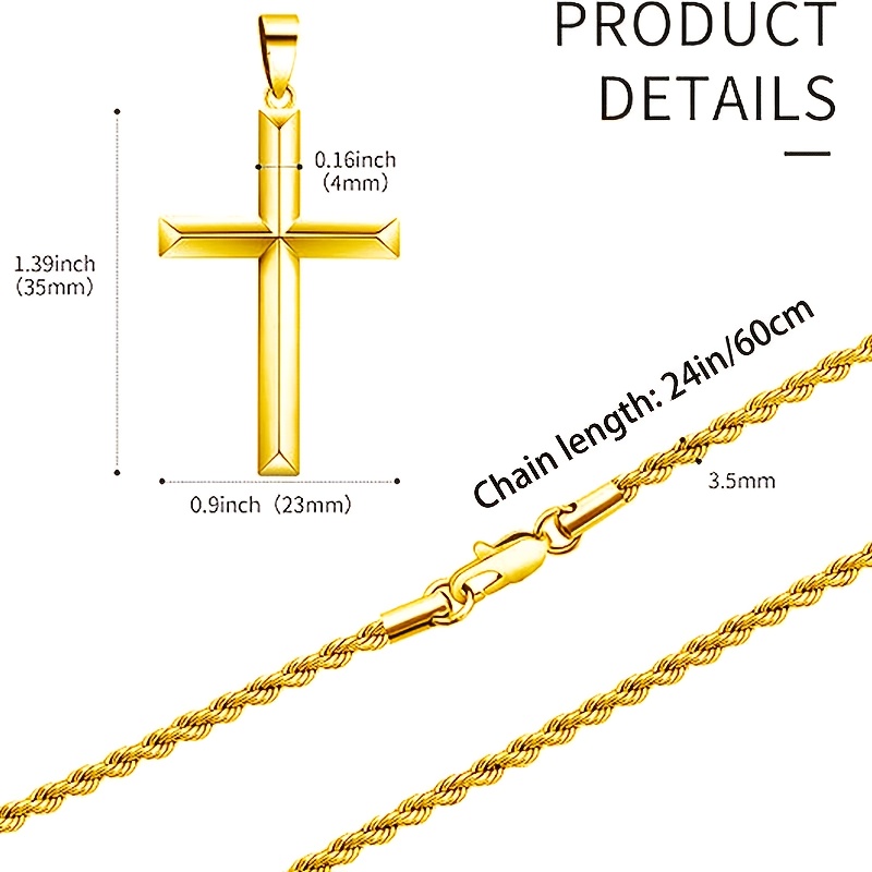 925 925 Silvery Plated Twisted Chain Cross For Men And Women, Anniversary Gift, Christmas And Halloween Gift, Presented In Gift Box