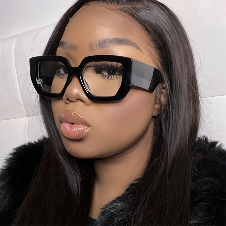 

Fashionable Black Square Large Frame Women's Fashionglasses Transparent Lenses Daily Vacation Decorative Glasses