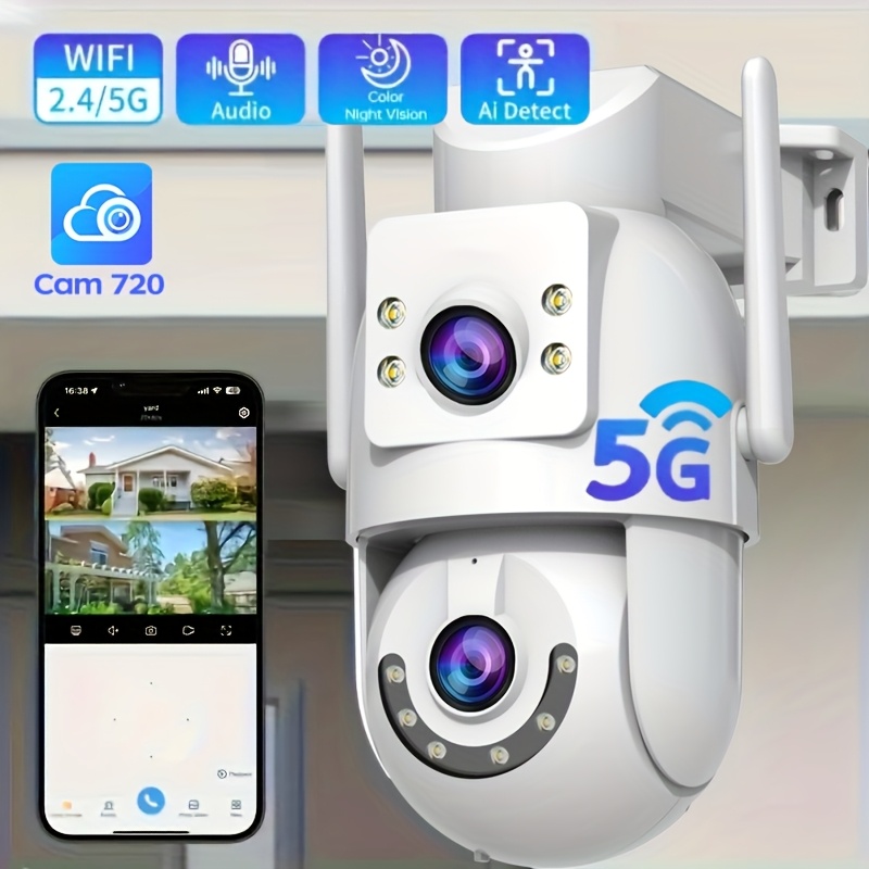 ai human tracking 360 panoramic wireless security camera   night vision motion detection indoor outdoor 1296p full hd surveillance mobile   control 2 4g 5g dual band wifi flexible coverage 0