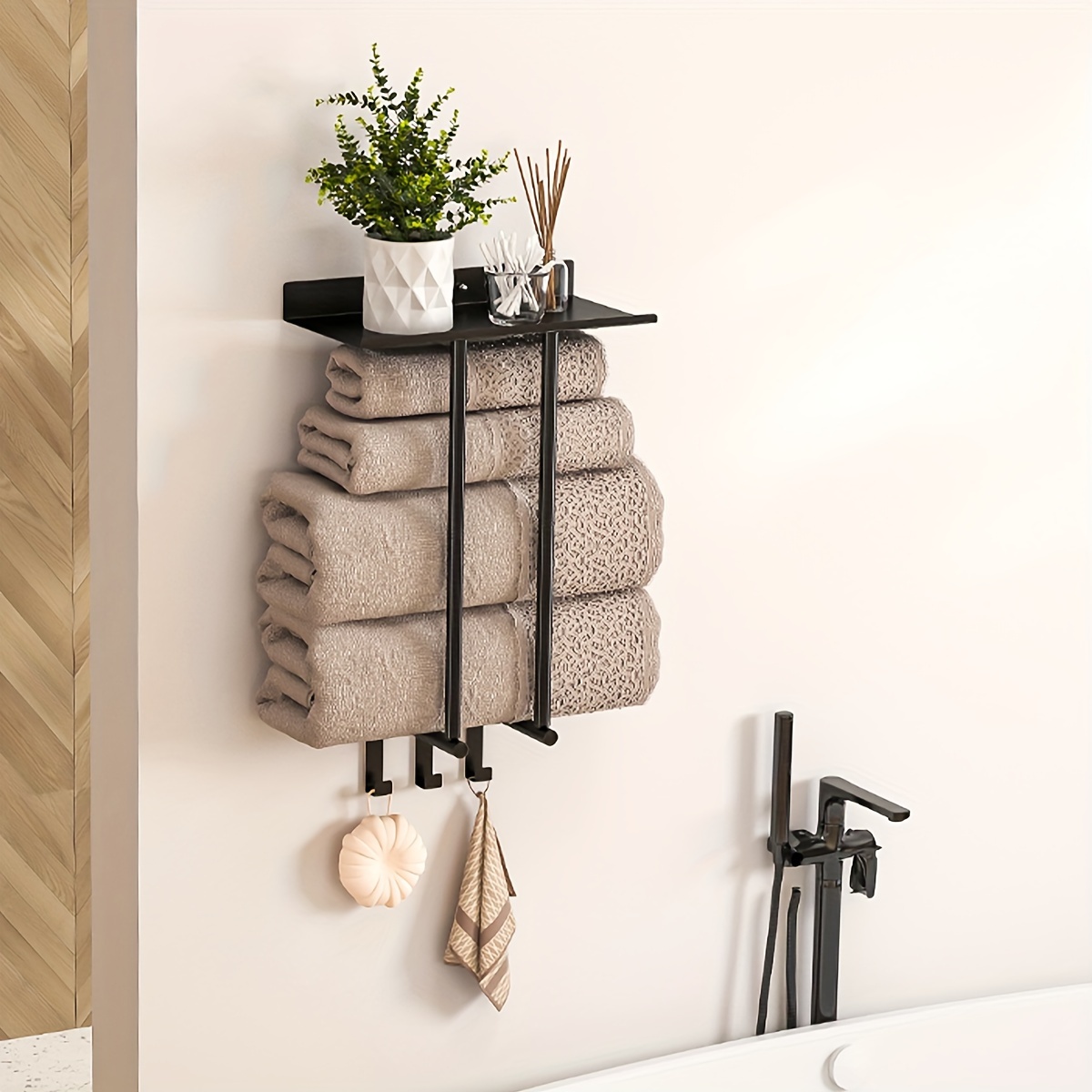 

1pc Steel -mounted Towel , - Towel For Bathroom And Kitchen, No Needed, Bathroom Accessory, Towel Racks