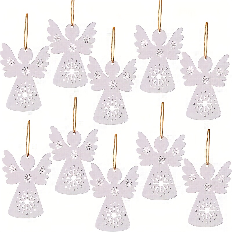 Image of 10pcs Wooden Ornament Set, Christmas Tree Decoration, Decor Craft Kit, Hanging Painting Project, Festive Gift Tag, Handmade Ornaments