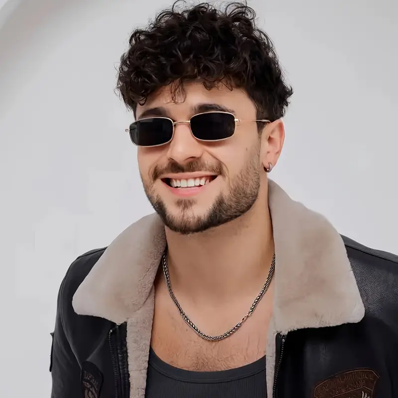 1 pair mens square frame fashion glasses copper alloy lenses stylish dark fashion casual attire details 1